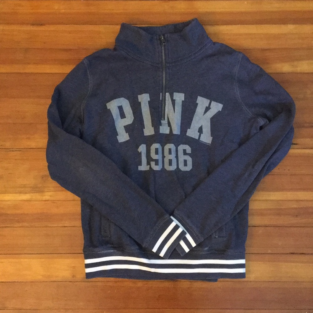 Blue long sleeve 3/4 zipper hoodie